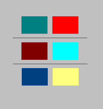 画面７：中間色でも色相が異なると印象が強くなる