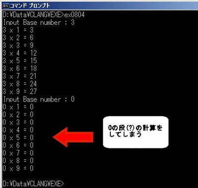 画面2：リスト4をコンパイルしたex0804.exeの実行結果