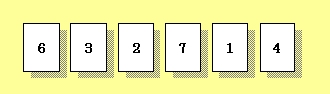 図1：バラバラに並んだ6枚のカード
