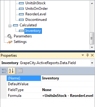 Set the value of Formula property in the Property window
