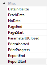List of ten report events in the code