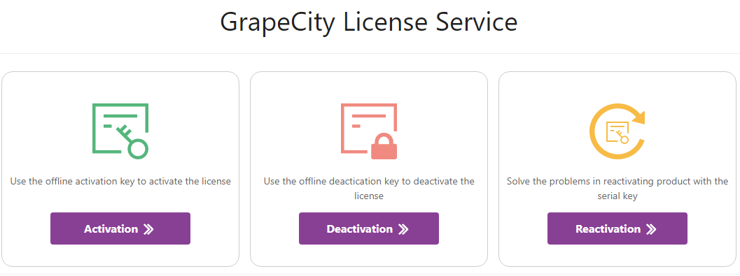 GrapeCity License Service Page