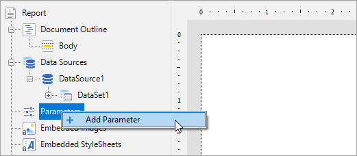 Add Parameter in the Report Explorer