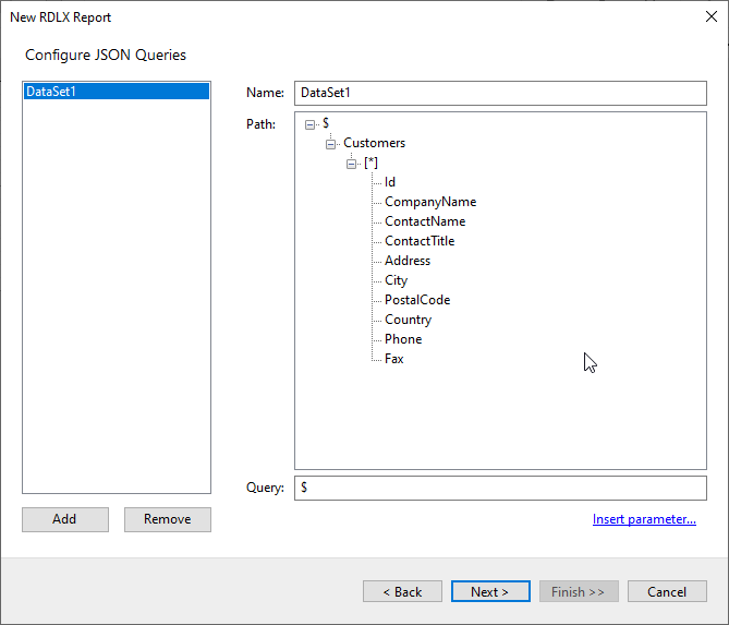 Configure the dataset by adding a valid query