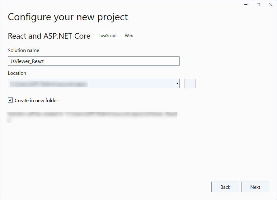 Configure your New Project Dialog