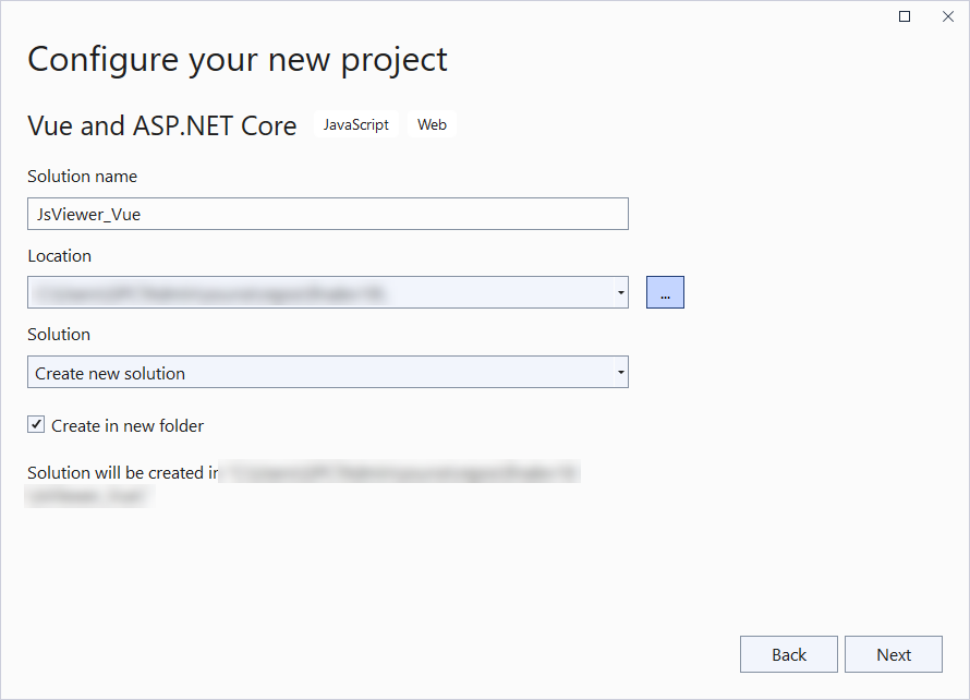 Configure your New Project Dialog
