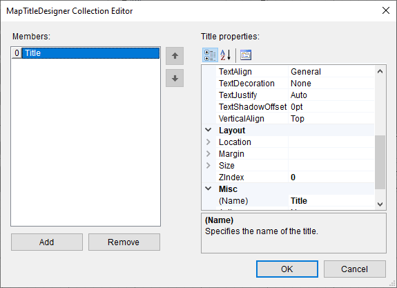 Map TitleDesigner Collection Editor