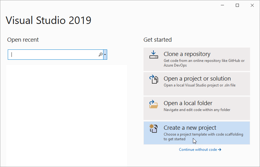 Create a New Project dialog