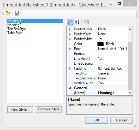 Stylesheet Editor dialog