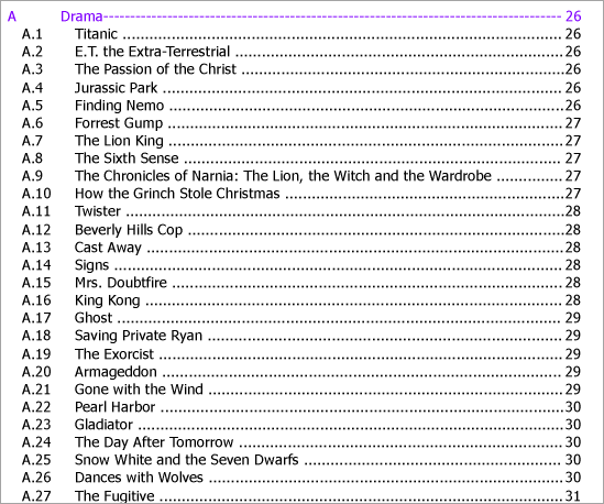 Movies Catalog with TOC at preview
