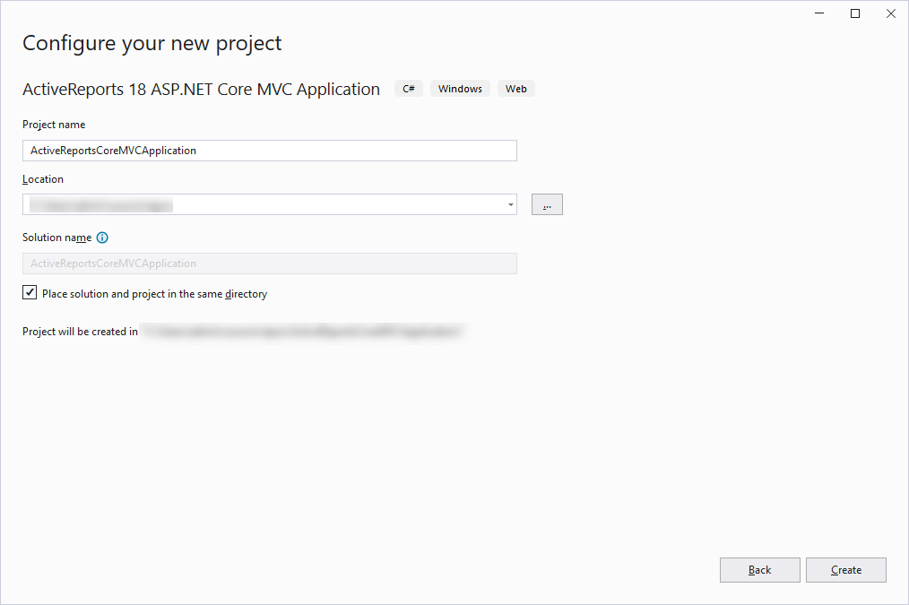 Configure Visual Studio new project