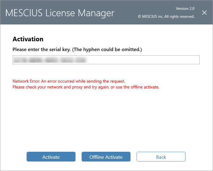 Offline license manager activation