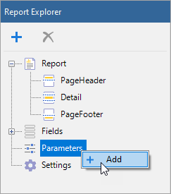 Add Parameter in Report Explorer