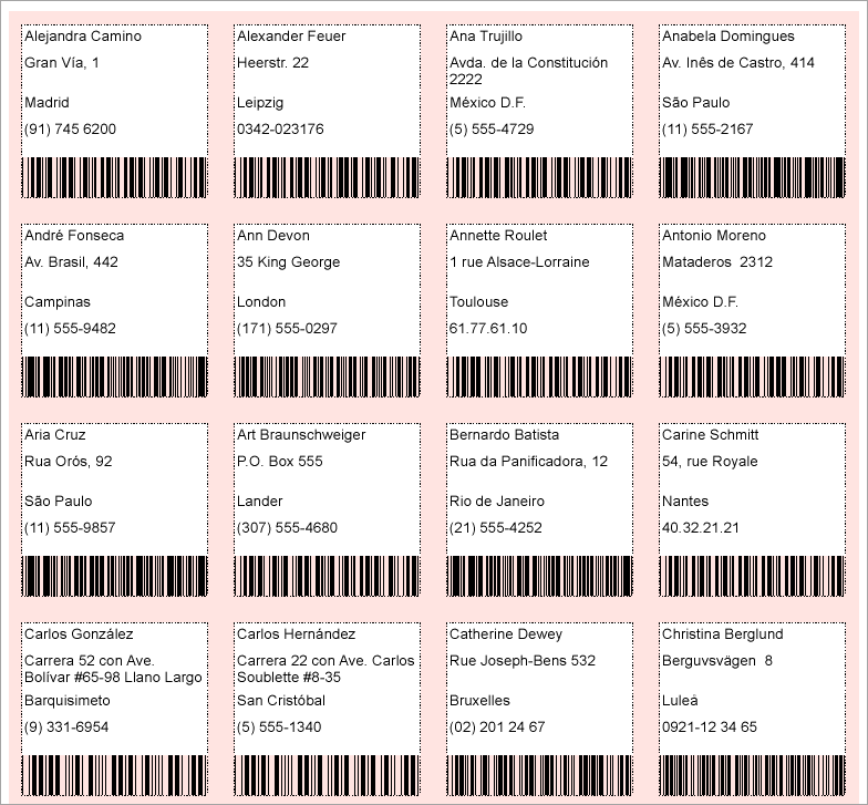 Address Labels Page Report