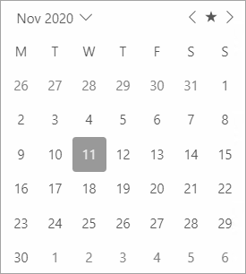 Calendar showing Monday set as the first day of a week