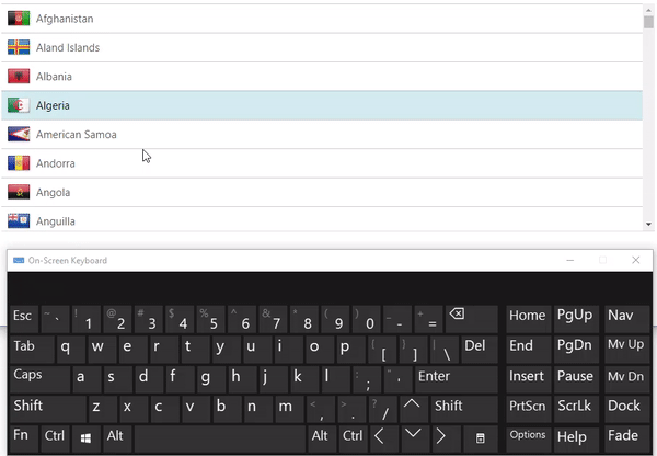 ListView keyboard shortcuts