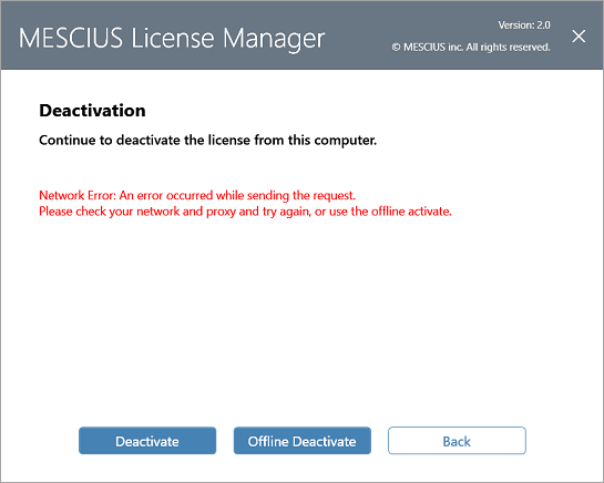 MESCIUS Licensing Offline Deactivation