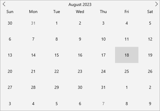 MAUI Calendar control with a selected date