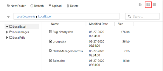 File Manager Details View