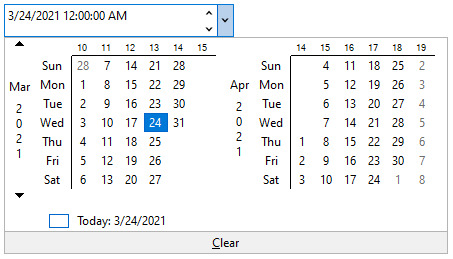 DateEdit with two calendar dropdowns