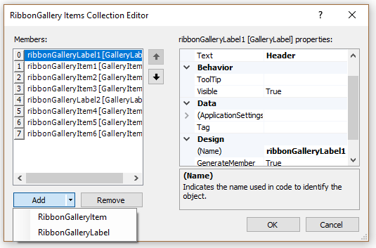 RibbonGalleryItem Collection Editor