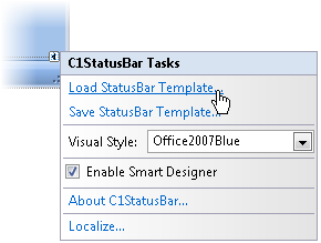 load template of statusbar