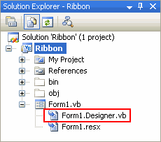 Solution Explorer window with Form Designer node