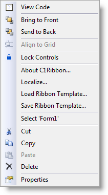 Context menu in Ribbon