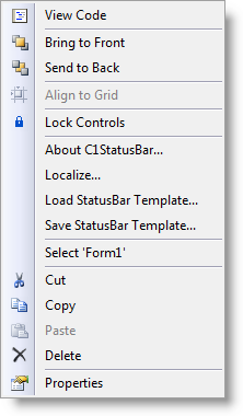 Context menu of Status Bar