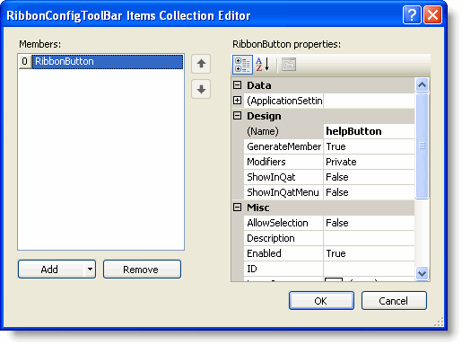 Items Collection Editor of Configuration toolbar