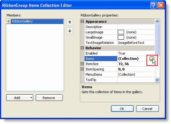 Editor dialog box for Collection Editor