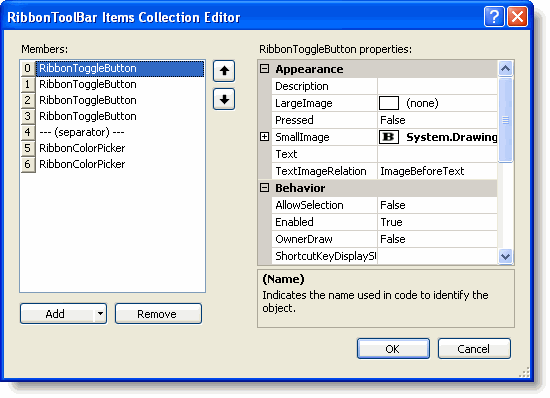 toolbar collection editor
