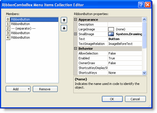 Combobox menu items Collection Editor