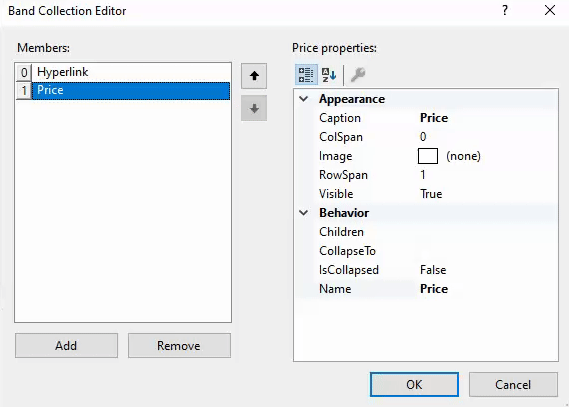 Add bands using Band Collection Editor in C1FlexGrid.
