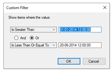 Custom Filter dialog