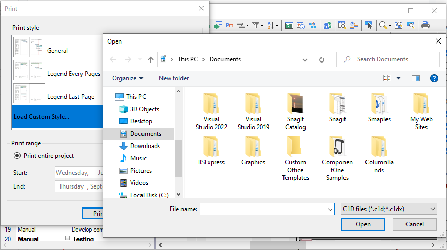 Displays the Open File dialog box that appears on clicking the Load Custom Style option.