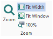 Displays the Zoom group in the print preview ribbon.