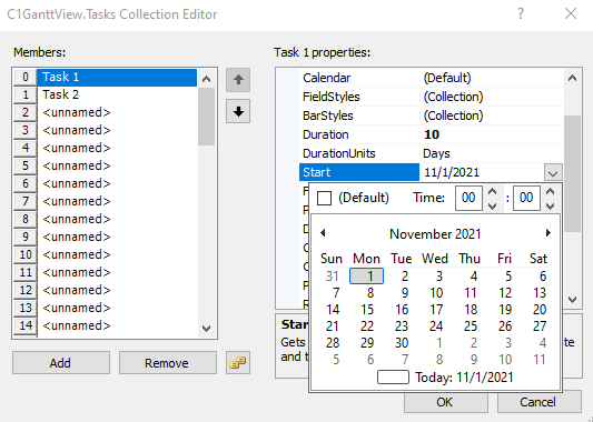 An image that displays how you can the start and finish date of your task in the GanttView.