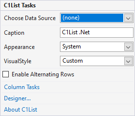 C1List Tasks smart tag panel
