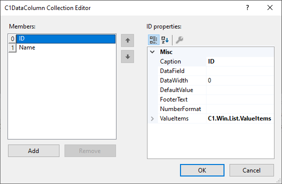 C1DataColumn Collection Editor