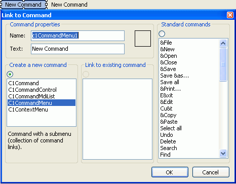 Link to command dialog