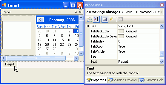 Form with Calendar and Property grid