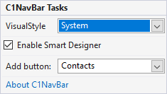 C1NavBar Tasks menu