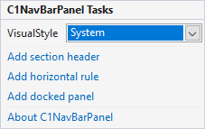 C1NavBarPanel Tasks menu