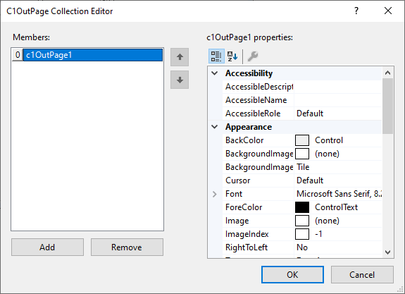 C1OutPages Collection Editor