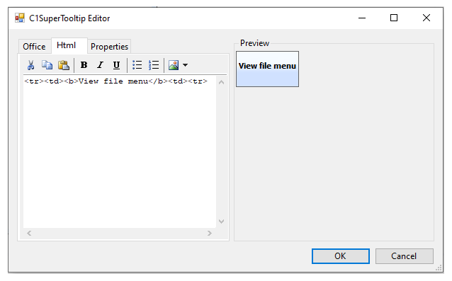 Tooltip editor
