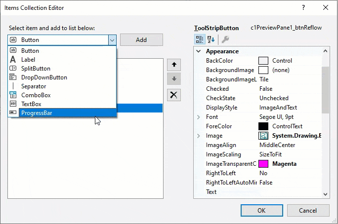 Snapshot of collection editor