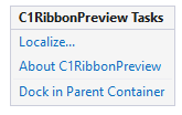 Tasks menu of RibbonPreview