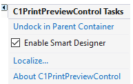 Snapshot of PrintPreview Tasks menu