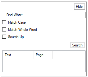 Snapshot of Text search feature in application